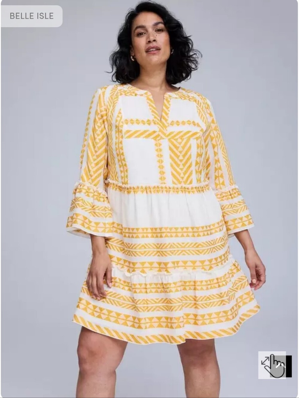 Nwt Sz 2X (18W-20W) Torrid Belle Isle Mini Bell Sleeve Slit Front Dress Yellow